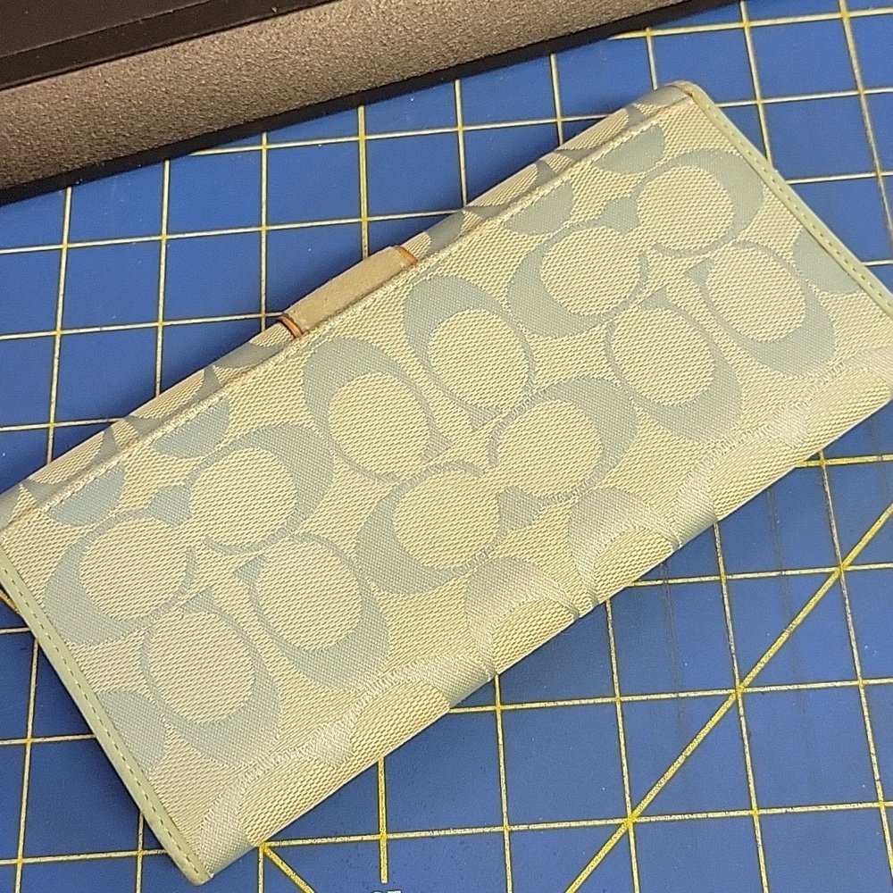 Coach Blue Suede Accent Wallet 12.5 X 4" - Picture 2 of 15